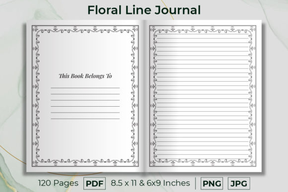 Decorated Composition Line Journal V3: A Printable Interior for KDP Publishing